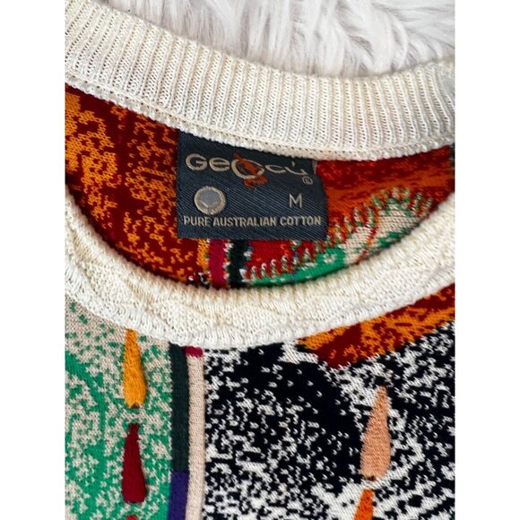 Geocc Mens Sweater Pullover Med Vintage 90s 3D Multi Long Sleeve Australian Cott - Picture 5 of 6